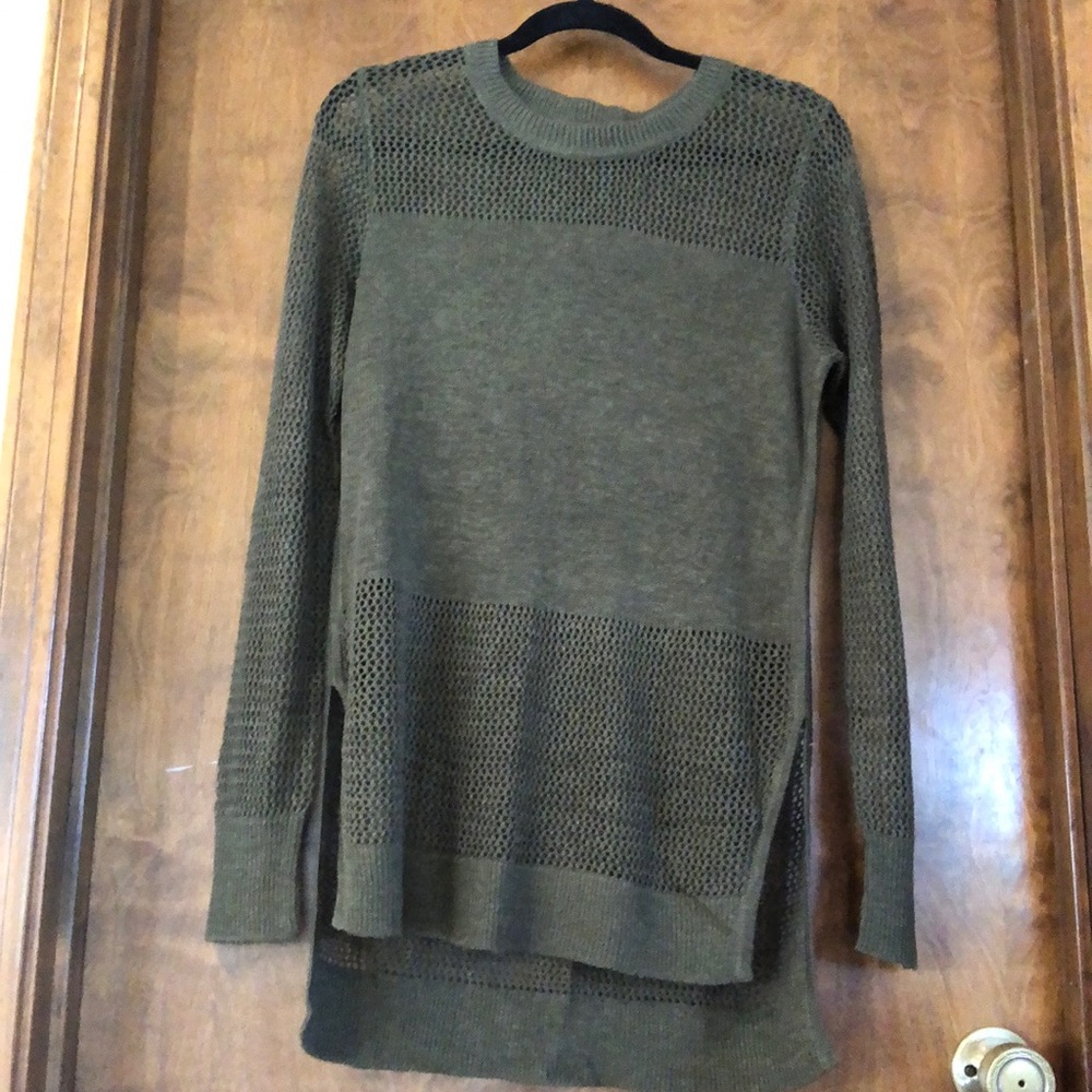 Olive Green Open Knit Sweater